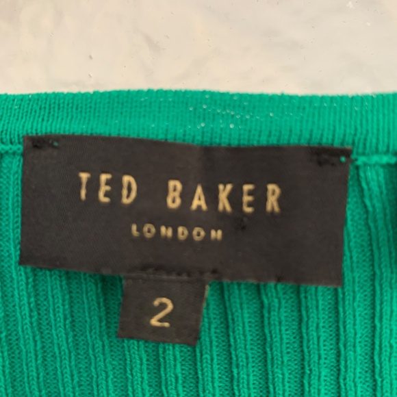 Ted Baker Ribbed Knit Pullover Top Size Small 4-6 Kelly Green Classic - Picture 2 of 11